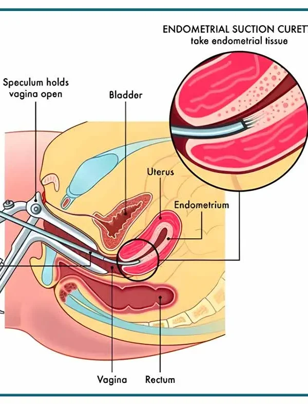 تصویر تجهیزات پزشکی و نمونه‌برداری برای کورتاژ تشخیصی و بررسی سلول‌های رحم